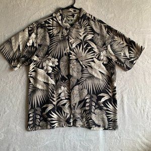 Batik Bay Shirt Hawaiian Shirt Men's Large Short Sleeve Shirt Floral 100% Silk